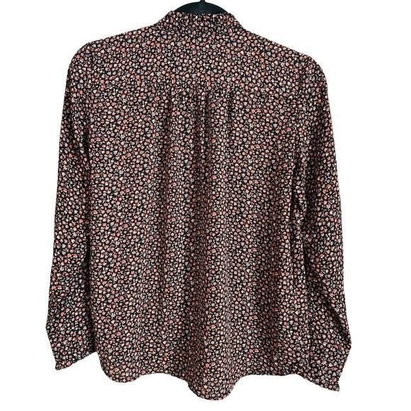 Loft Blouse Button Up Floral Print Women’s Petite XS Ruffle Hem Stand Up Collar - Picture 6 of 14